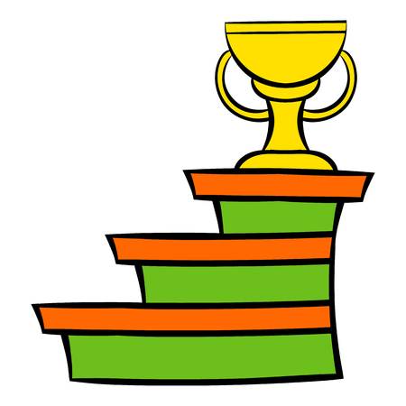 Pedestal and winner cup icon, icon cartoonのイラスト素材