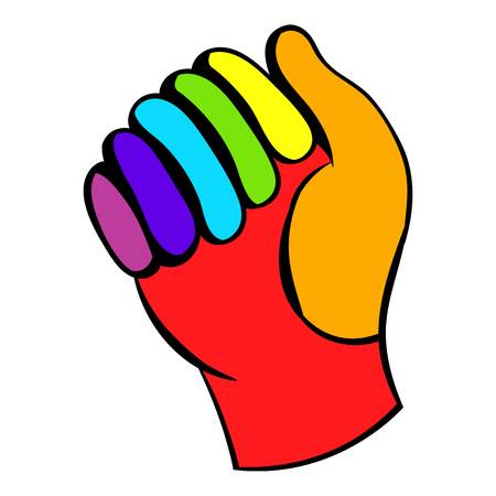 Glove in rainbow colors icon, icon cartoonのイラスト素材
