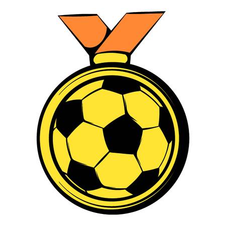 Gold soccer medal icon, icon cartoonのイラスト素材