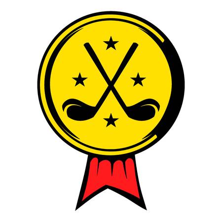Golf golden award with clubs icon, icon cartoonのイラスト素材