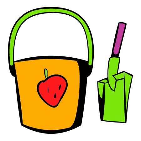 Bucket and shovel for childrens sandbox iconのイラスト素材