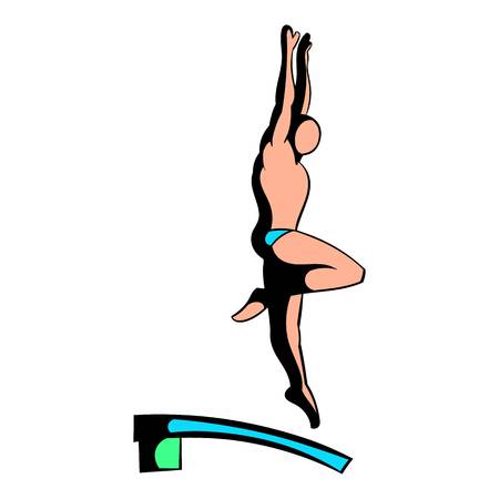 Man jumping in a pool from a high tower iconのイラスト素材