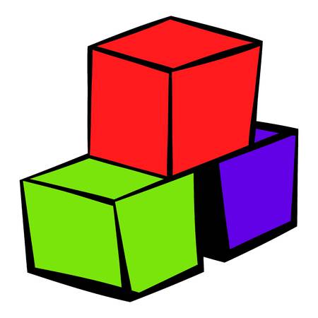 Three colored cubes icon, icon cartoonのイラスト素材