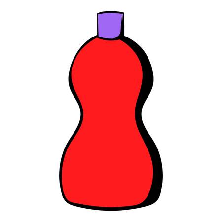 Red plastic bottle of detergent icon, icon cartoonのイラスト素材
