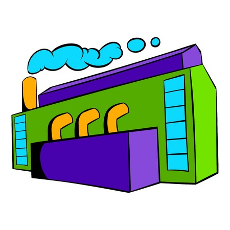 Factory building icon, icon cartoonのイラスト素材