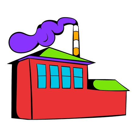 Factory building icon, icon cartoonのイラスト素材