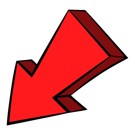 Red left down arrow icon, icon cartoonのイラスト素材