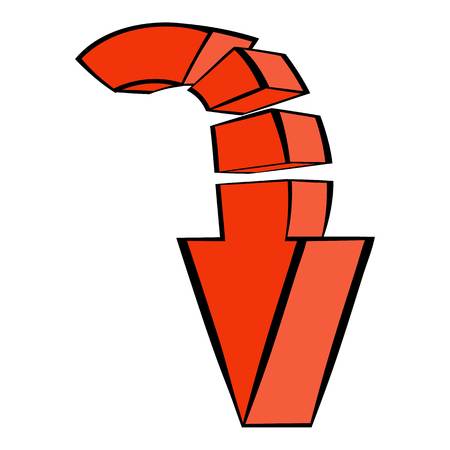 Red down arrow icon, icon cartoonのイラスト素材