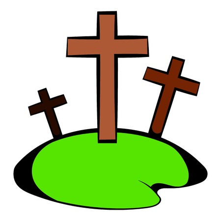Cemetery icon in icon cartoonのイラスト素材