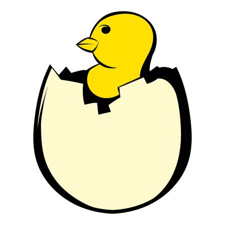 Yellow newborn chicken hatched from the egg iconのイラスト素材