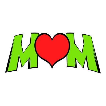 Lettering Mom and heart icon, icon cartoonのイラスト素材