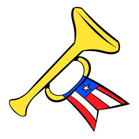 Trumpet with USA flag icon cartoon.のイラスト素材