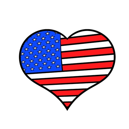 Heart in the USA flag colors icon cartoon.のイラスト素材