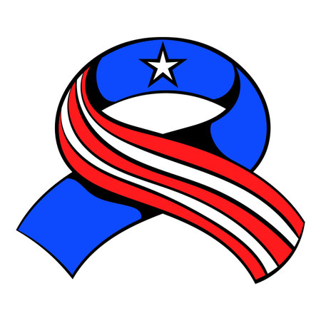 Ribbon in the USA flag colors icon cartoon.のイラスト素材