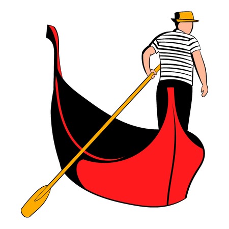 Gondola with gondolier icon cartoonのイラスト素材