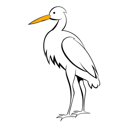 White crane icon cartoonのイラスト素材
