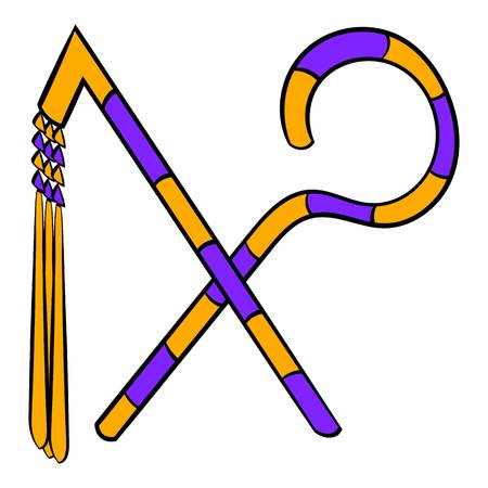 Rod and whip of Pharaoh icon cartoonのイラスト素材