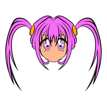 Anime girl icon cartoonのイラスト素材