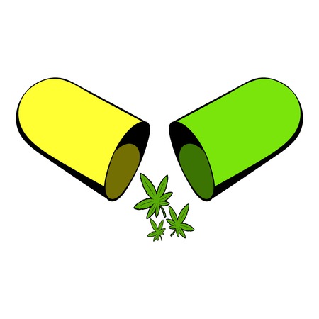 Marijuana pill icon cartoonのイラスト素材
