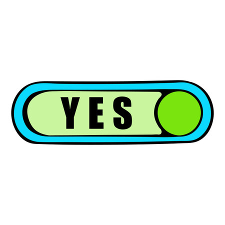 Toggle switch in Yes position icon cartoon