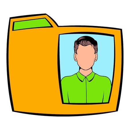 Yellow folder with male photo icon cartoonのイラスト素材