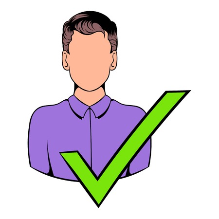 Businessman with a green tick icon cartoonのイラスト素材