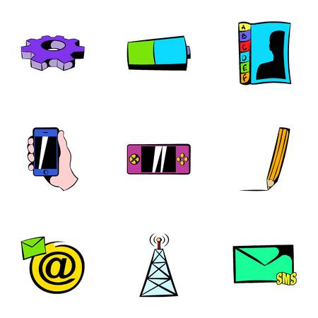 Mobile tower icons set, cartoon styleのイラスト素材