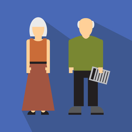 Man and woman in old age flatの写真素材
