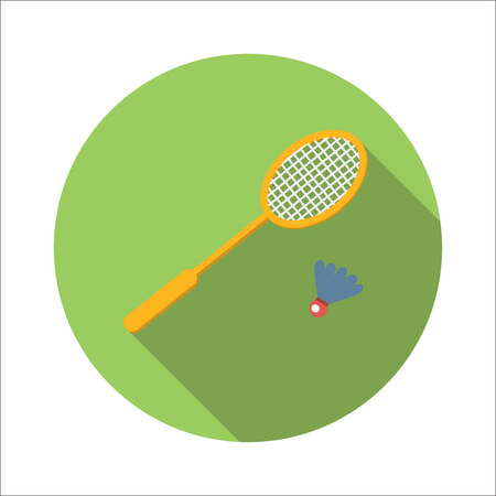 Badminton flat icon isolated on white backgroundの写真素材