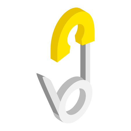 Safety pin isometric 3d icon. Single illustration isolated on a white backgroundの写真素材
