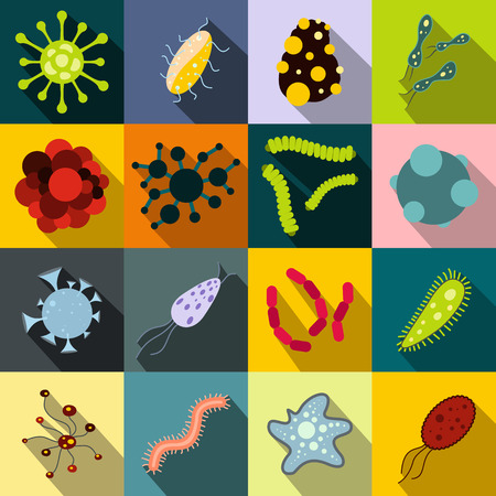 Virus flat icons set for web and mobile devicesの写真素材
