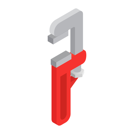 Adjustable wrench with red handle isometric 3d icon on a white backgroundの写真素材