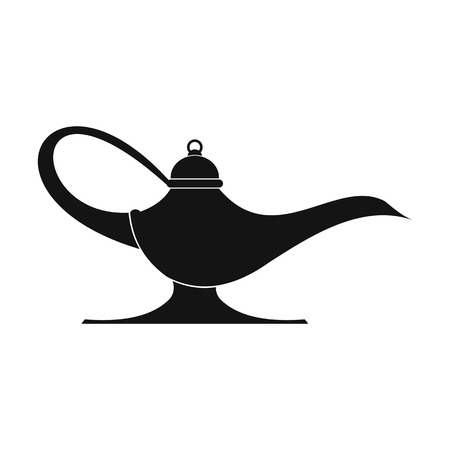 Middle east oil lamp black simple icon isolated on white backgroundの写真素材