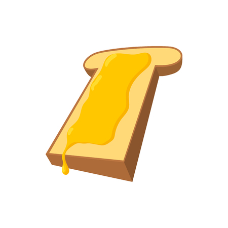 Slice of bread with honey cartoon iconの写真素材
