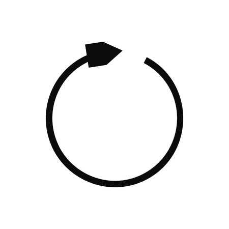 Black refresh arrow simple icon isolated on white backgroundの写真素材