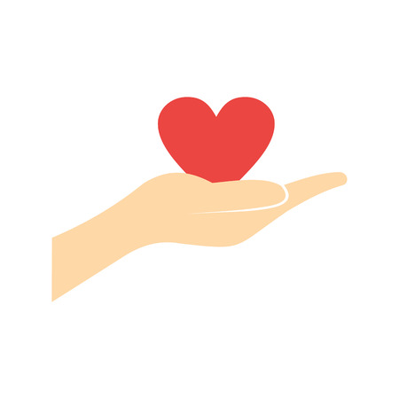 A hand giving a red heart flat iconの写真素材