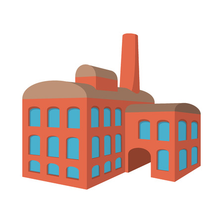 Factory building cartoon icon on a white backgroundの写真素材