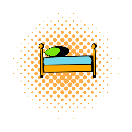 Single bed comics icon isolated on a white backgroundの写真素材