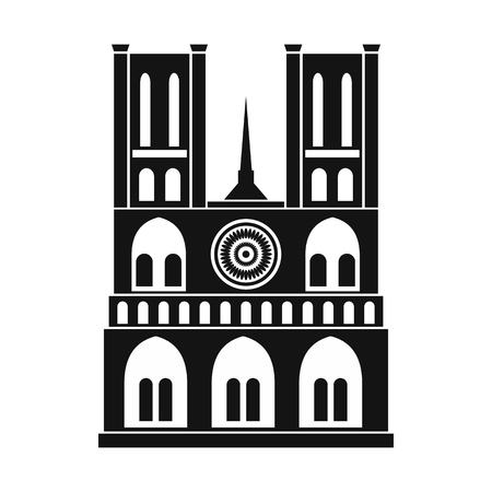 Norte Dame Cathedral, Paris icon in simple style isolated on whiteの写真素材