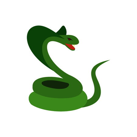 Green snake icon, flat styleの写真素材