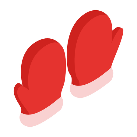 Pair of red mittens icon, isometric 3d styleの写真素材