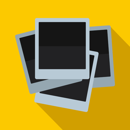 Photo frames icon in flat style on yellow backgroundの写真素材