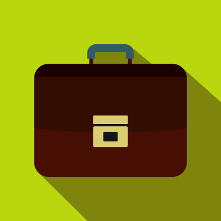Brown business briefcase icon, flat styleの写真素材