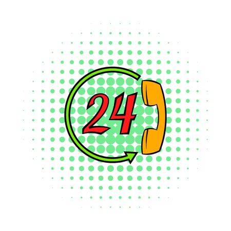 Support call center 24 hours icon, comics styleの写真素材