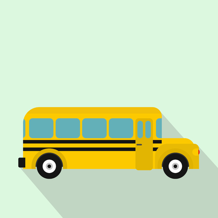 Yellow school bus icon, flat styleの写真素材