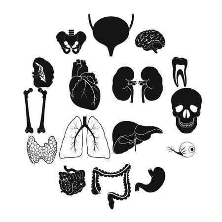 Internal organs black simple icons set for web and mobile devicesのイラスト素材