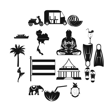 Thailand icons set in simple style for any designのイラスト素材