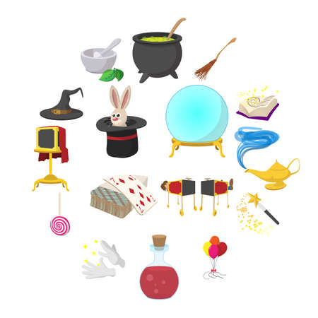 Magic cartoon icons set for web and mobile devicesのイラスト素材