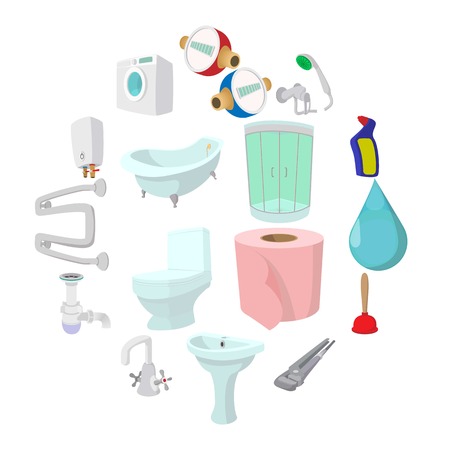 Sanitary engineering cartoon icons isolated on white backgroundのイラスト素材