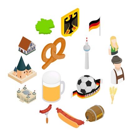 Germany isometric 3d icons set isolated on white backgroundのイラスト素材
